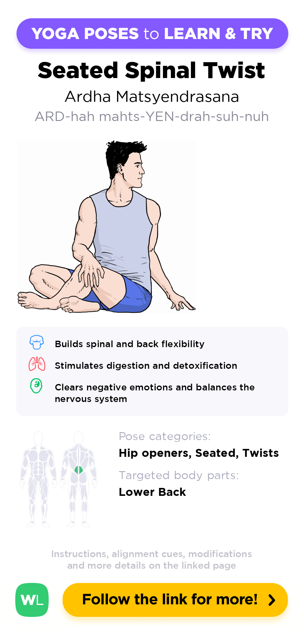 Seated Spinal Twist Ardha Matsyendrasana Yoga Poses Guide By 